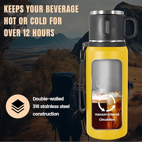 Miniatura 6 de Botella Aislada de Acero Inoxidable, 27oz con Taza Botella de Agua con Aislamiento al Vacío, Termo para Bebidas CalientesBebidas Frías, Aislamiento