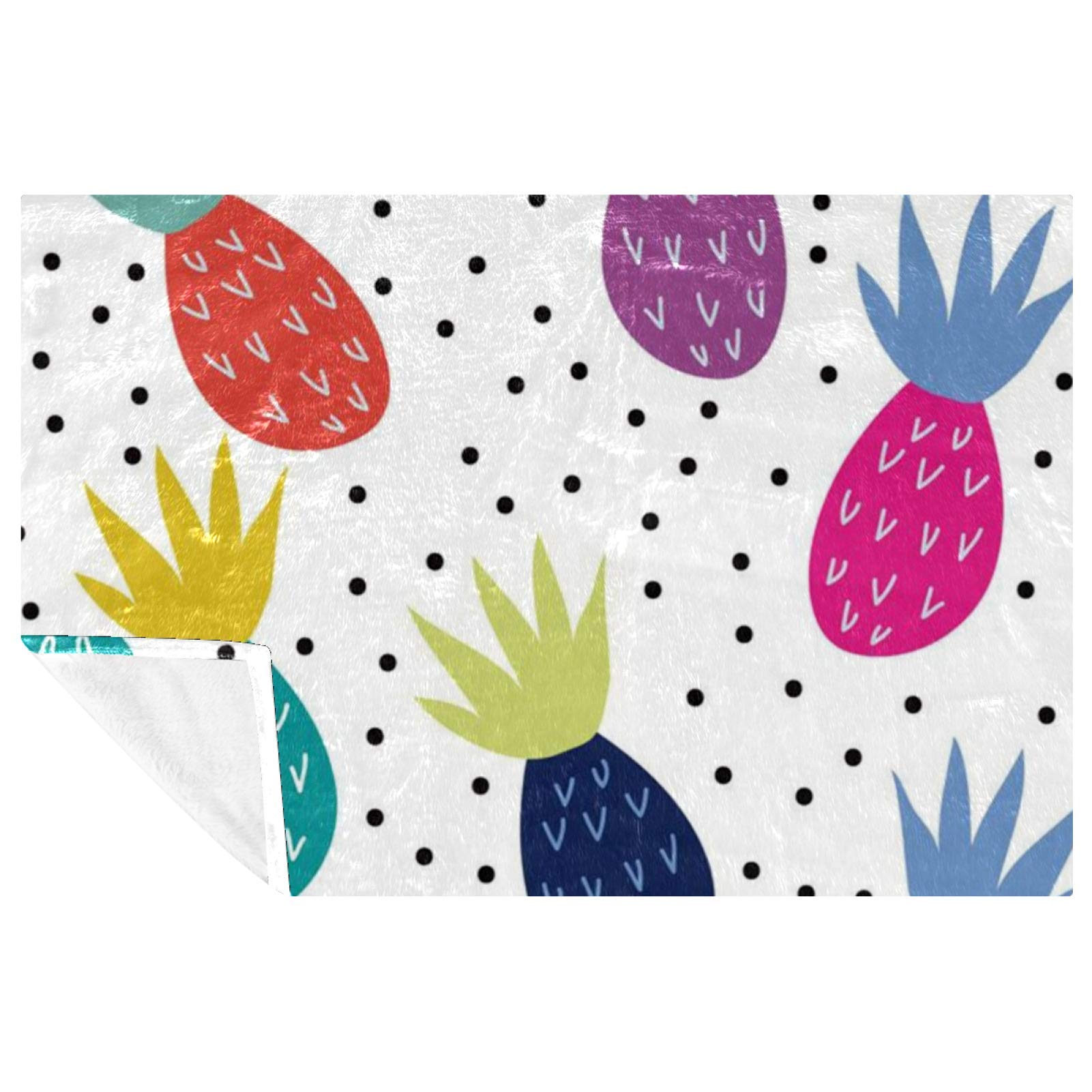 Couverture douce ananas à pois 150x100 cm pour lit et canapé