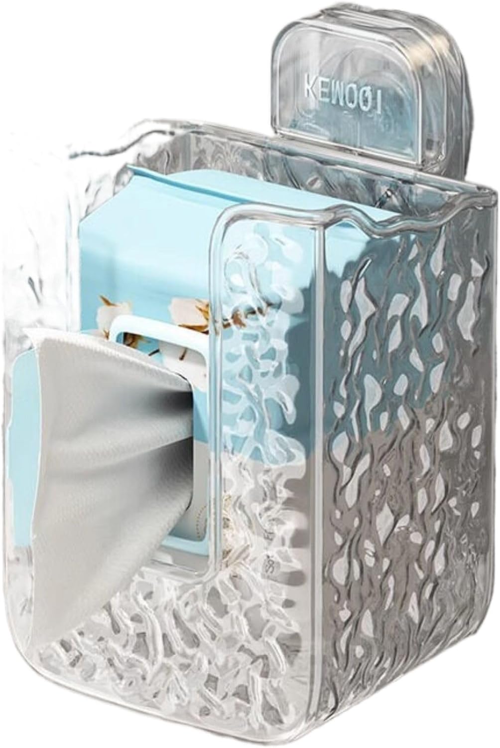 水波纹抽纸盒家用卫生间洗脸巾收纳盒大容量吸盘壁挂式湿纸巾盒 KCookware Accessories - 1811