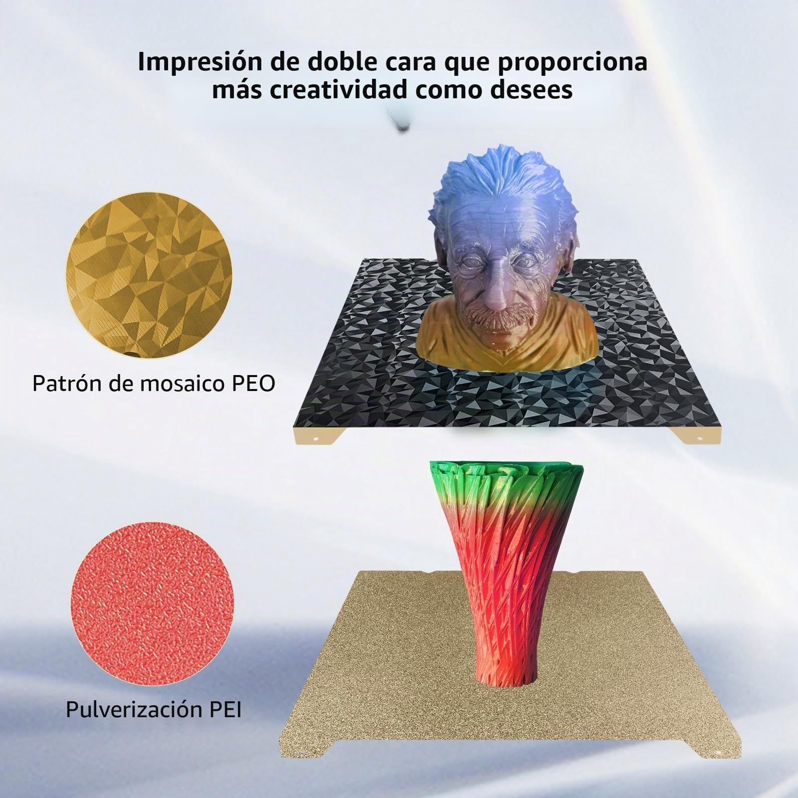 IdeaFormer PEO+PEI Cama Magnetica Plataforma de Acero Placa de Impresora 3D 235x235mm, PEO liso PEI Texturizado de Doble cara Hoja para Creality K1/Ender 5 S1/Ender 3 S1/Ender 3 V3 SE/Ender 3 V3 KE