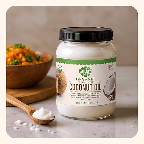 Miniatura 6 de Wellsley Farms Aceite de coco virgen extra orgánico, sin refinar, 100% puro y natural, vegano, sin OMG, sin gluten y apto para dieta cetogénica,