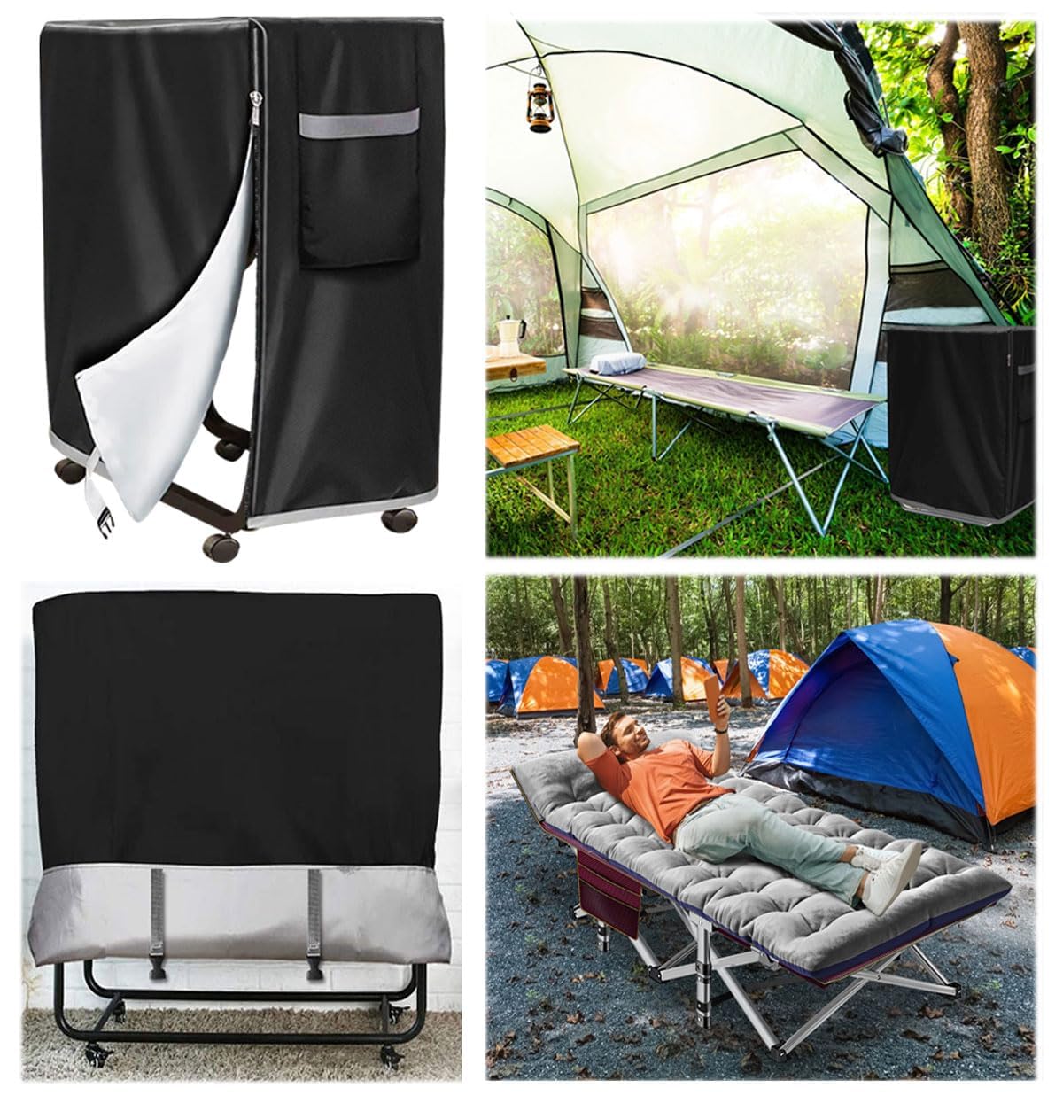 Housse De Rangement Pour Lit Pliant WANDGU - Protection Imperméable Anti-Poussière 99x38x114cm