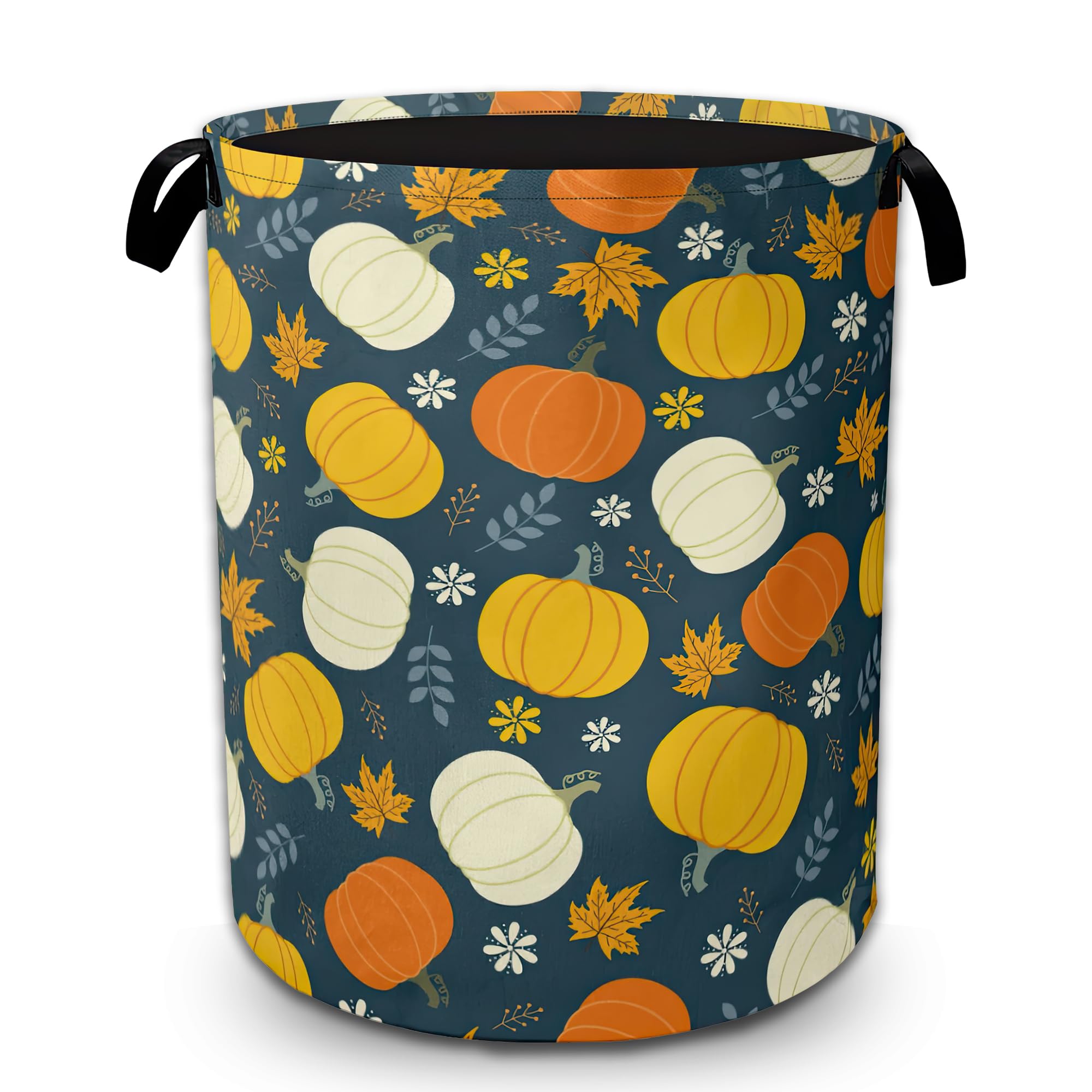 Pumpkin Laundry Basket Kids Fall Laundry Hamper Nursery Toy Dirty Clothes Hamper Foldable Waterproof Large Storage Washing Baskets for Girls Bedroom Room Decor