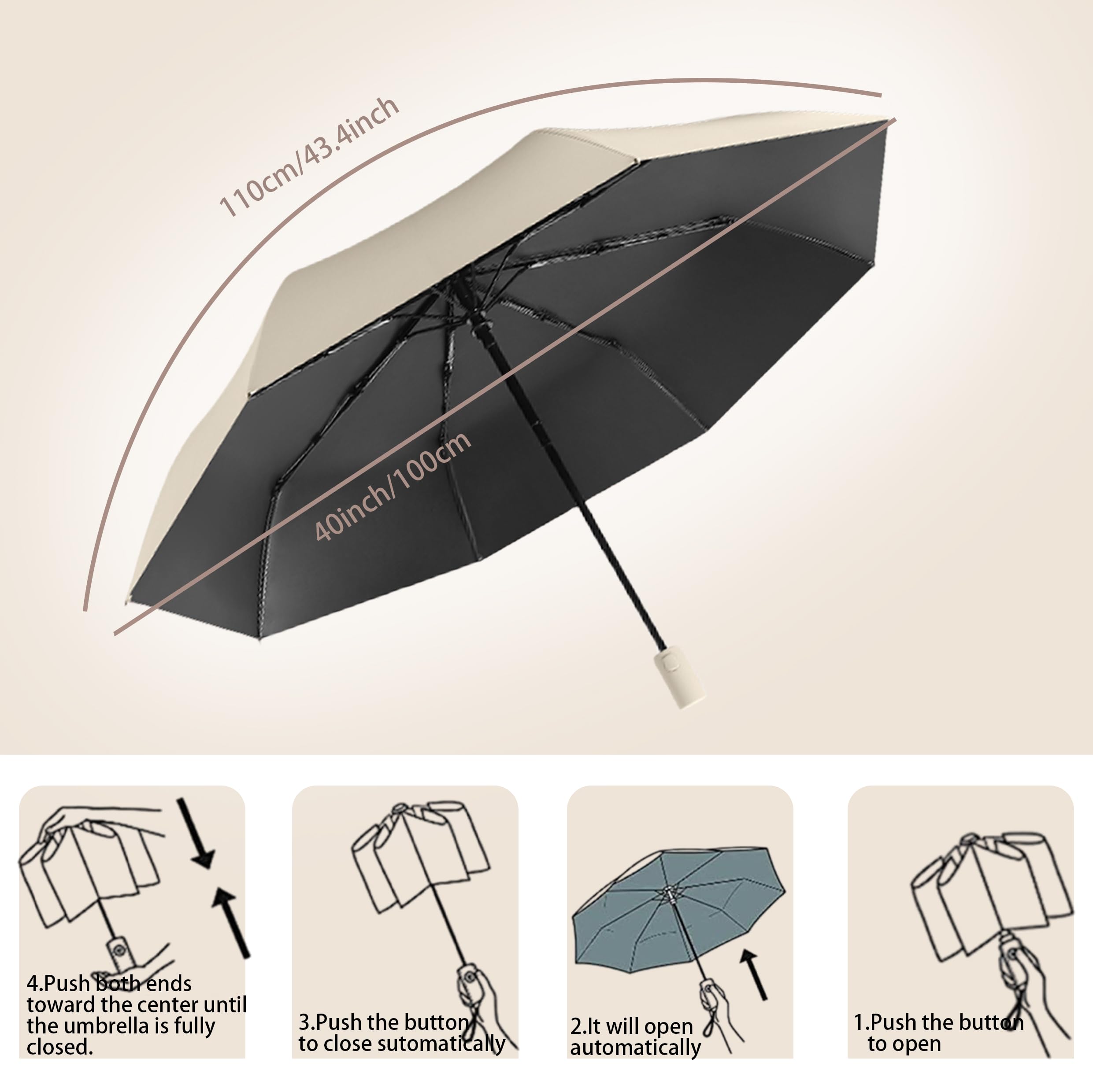 erised's bifrost Reise Faltender Regenschirm/Kleiner Sonnenschutz Für Koffer Kompakt Taschenschirm für Damen und Kinder/Automatisch auf und zu mit Drucktaste/8 Rippen Freien UV Schutz/Sonnenschutz