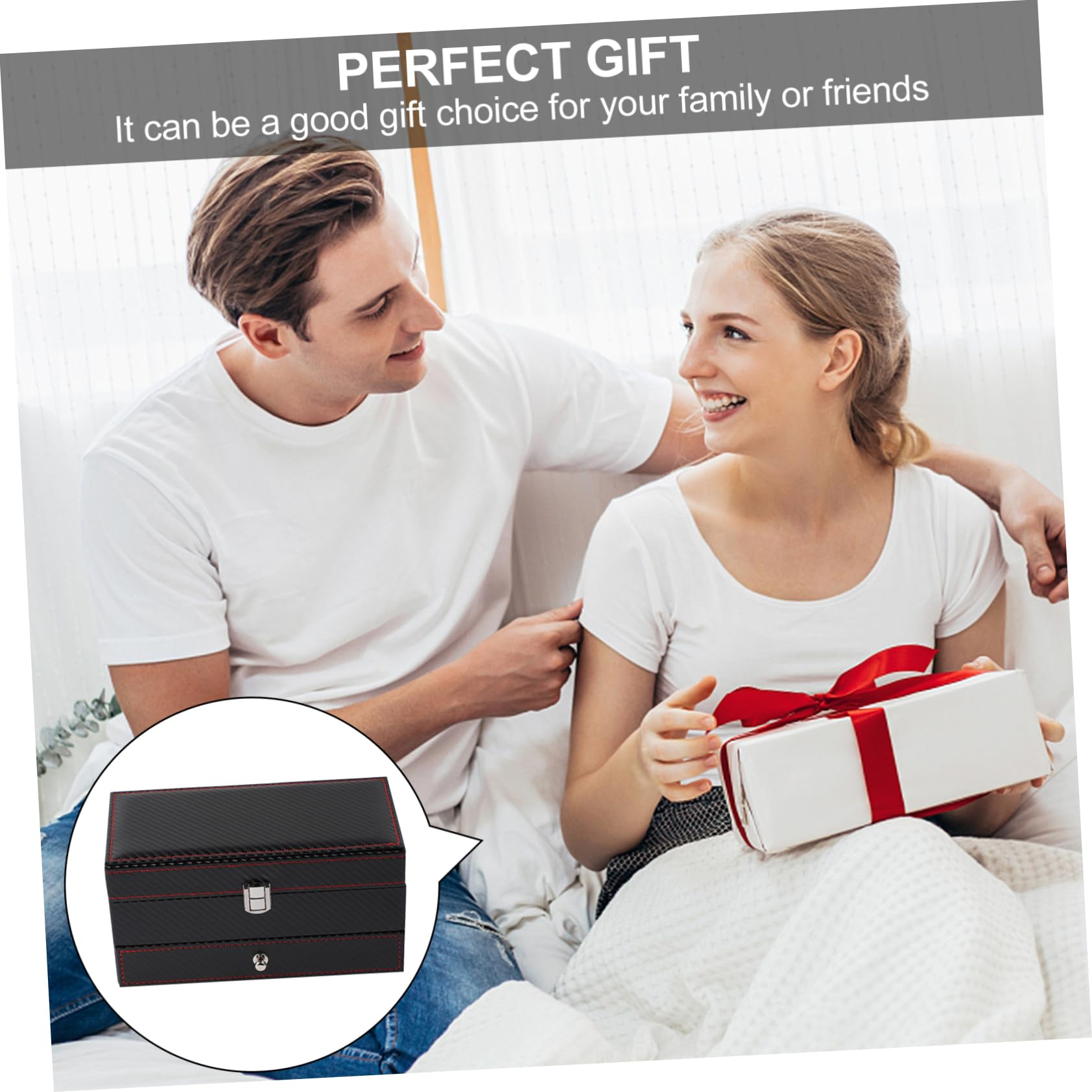 Boîte à Montre en Cuir Noir, Coffret de Rangement pour Bracelet
