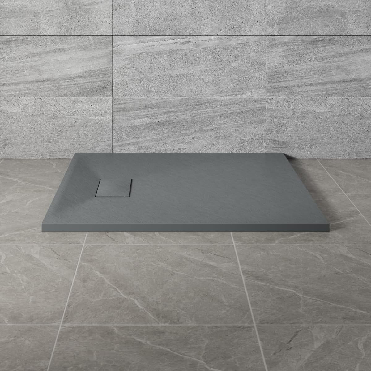 NRG 900x800mm Anthracite SMC Rectangle Shower Tray Slip-Resistance Bathroom Shower Enclosure Base Tray