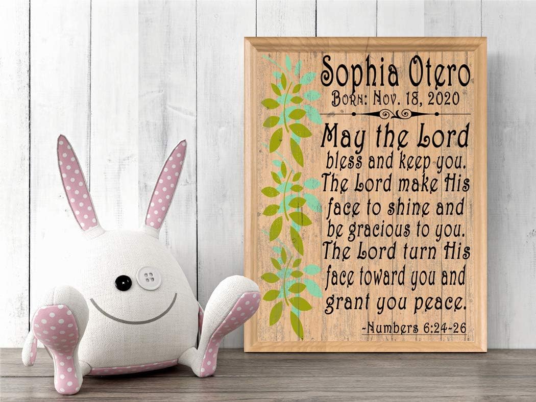 Personalized Baptism Blessing Plaque - For Boys or Girls (Bless and Keep You Prayer)