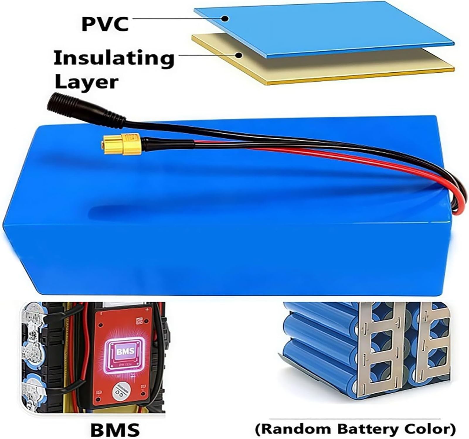Batería de iones de litio de 36 V y 15 Ah, 10S3P, con BMS de 15 A integrado y cargador, para patinetes eléctricos y bicicletas eléctricas de 100 W a 500 W. 36V 15Ah,XT90