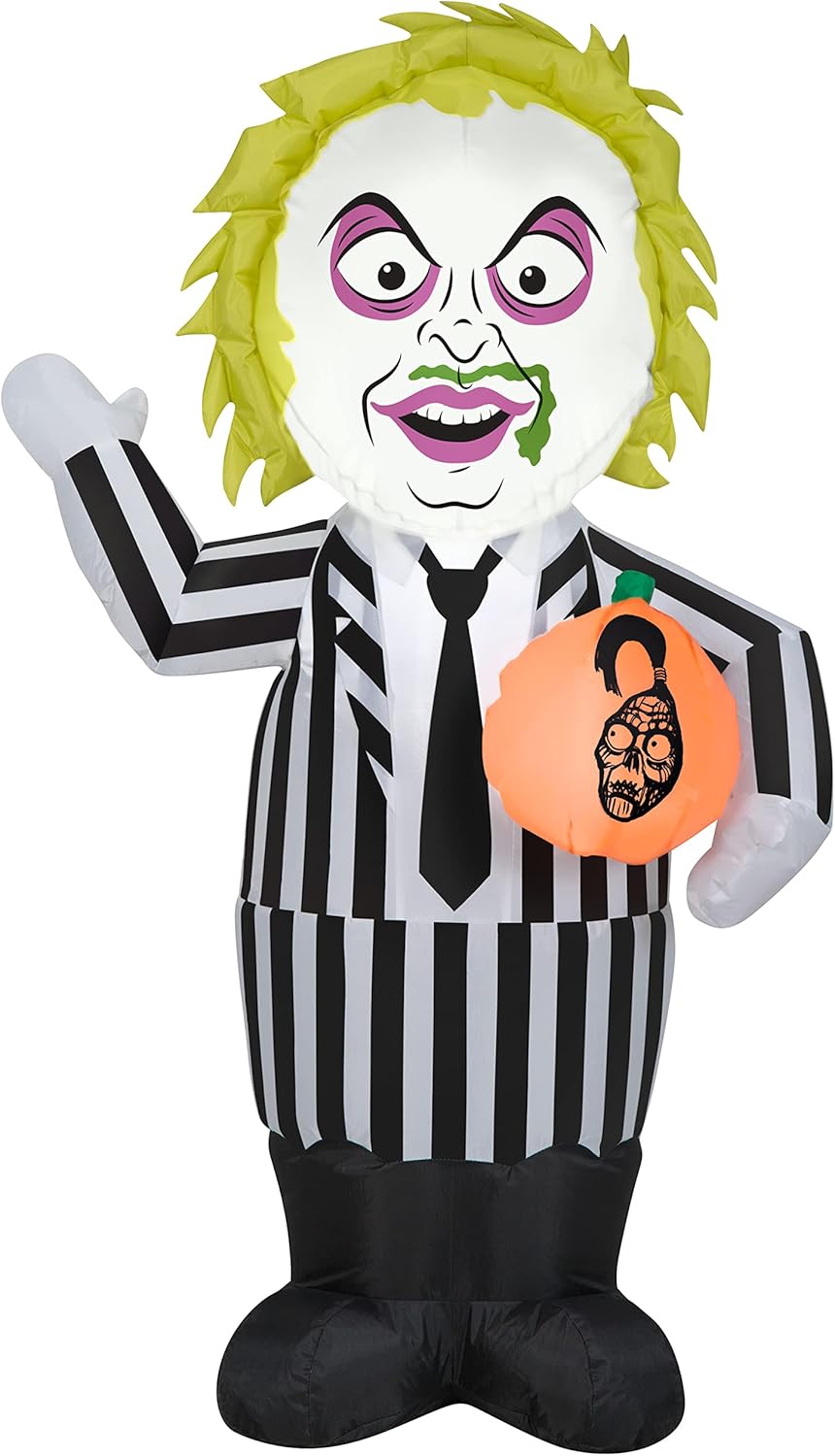 Gemmy Beetlejuice Halloween Inflatable, 3.5 Ft Tall Lighted Yard Decoration, Outdoor Decor with Stakes and Tethers