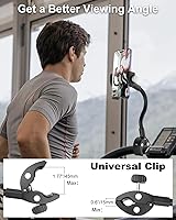 Vista 6 de Soporte para teléfono con cuello de cisne [súper duradero] Abrazadera de montaje de teléfono celular de brazo largo para cinta de correr, silla