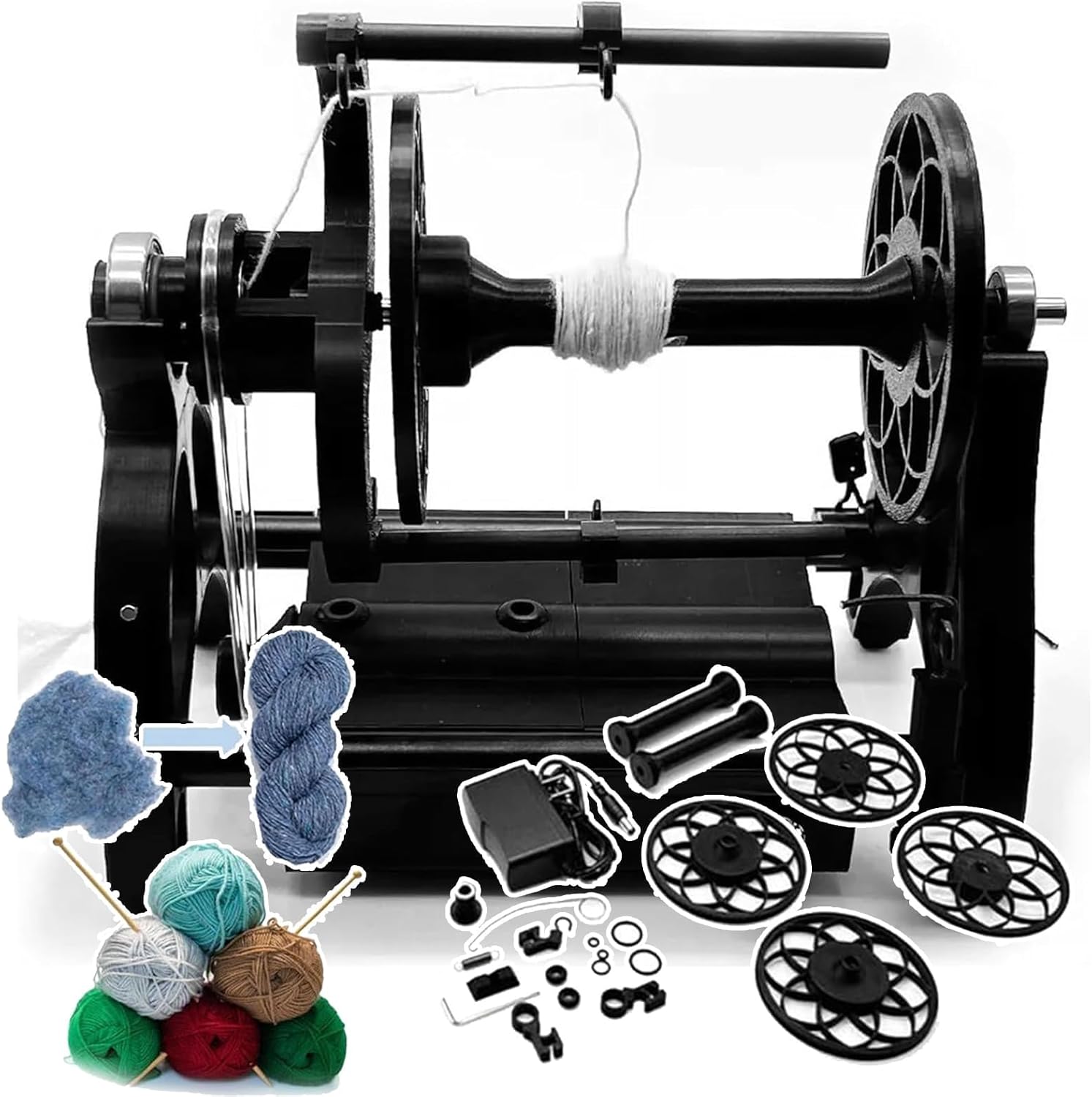 800RPM Automatic Yarn Winding Machine, Knitting Wool Yarn Winder, Forward and Reverse, for Yarn Weaving, Mixed Roving Process(B)