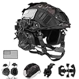 Tactical Helmet with Headset,4in1 Upgraded Adjustable with Helmet Cover for Airsoft Cosplay Military Tactical Gear