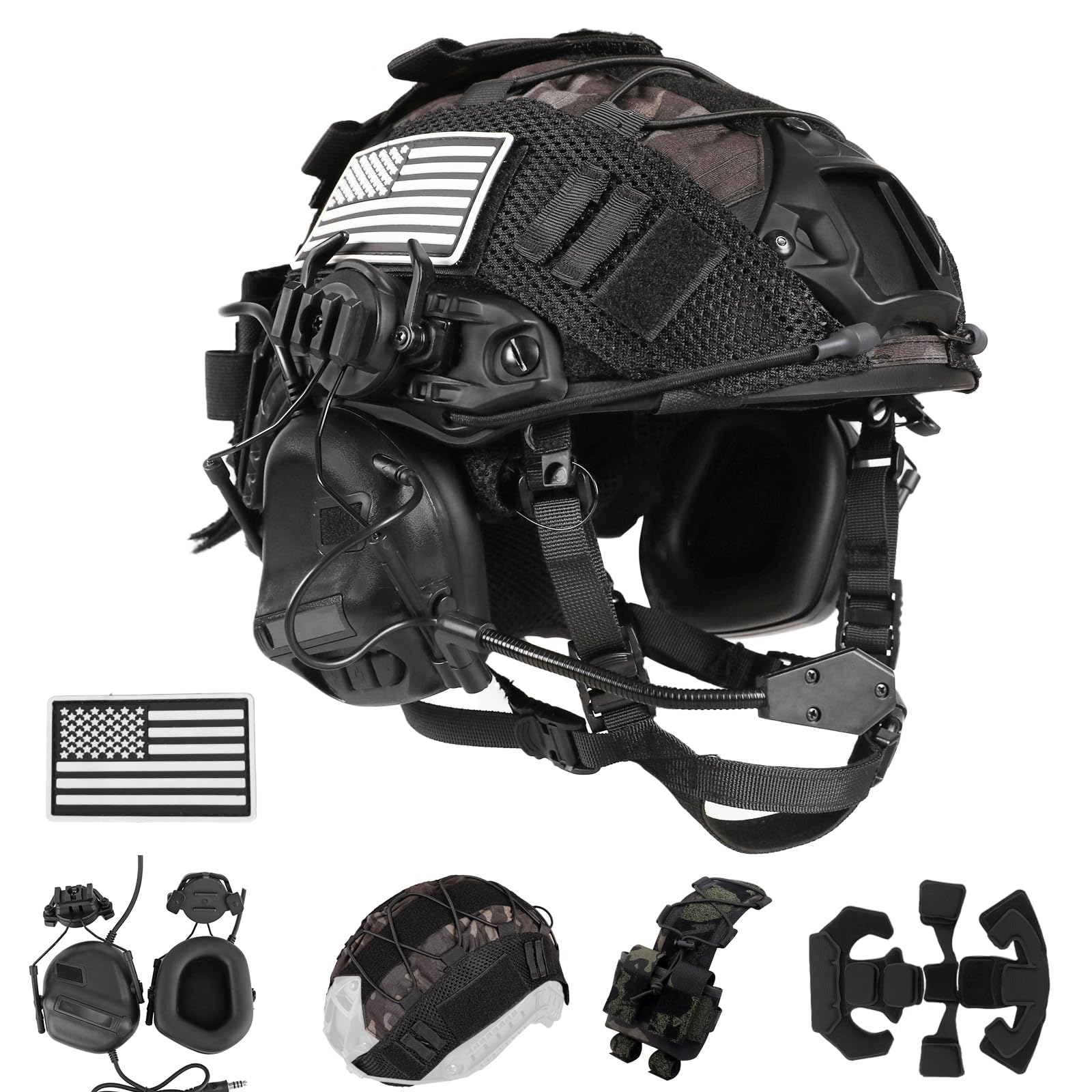 Amazon.com : ClrfZebr Tactical Helmet with Headset,4in1 Upgraded