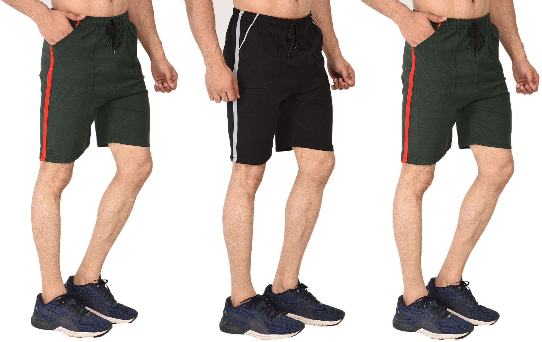 Striped Men Multicolor Casual Shorts Shorts-Green-Green-Black-picture-38