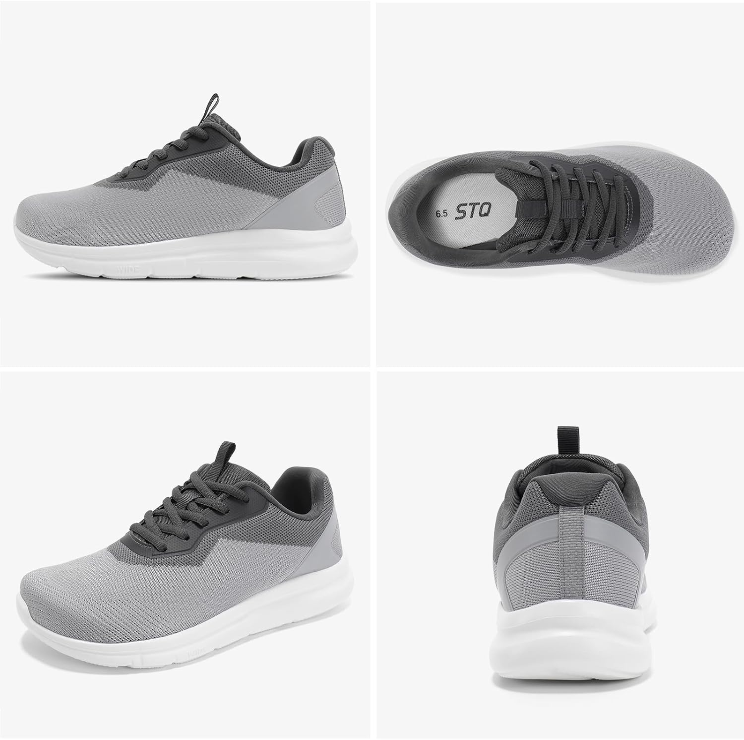 STQ Wide Toe Box Women's Orthopedic Shoes Extra Wide Width Walking Sneakers for Plantar Fasciitis, Bunions Lace-up Tennis Running Gym Shoe with Arch Support Grey - Image 9