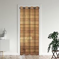Vista 9 de Cortinas de puerta de panel de madera marrón para puertas, decoración de pared rústica de granja, cortina opaca para armario de dormitorio de niños