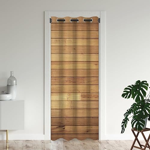 Cortinas opacas de panel de madera rústica para puertas, textura de tablones de madera de granja, cortina opaca para armario de dormitorio de niños,