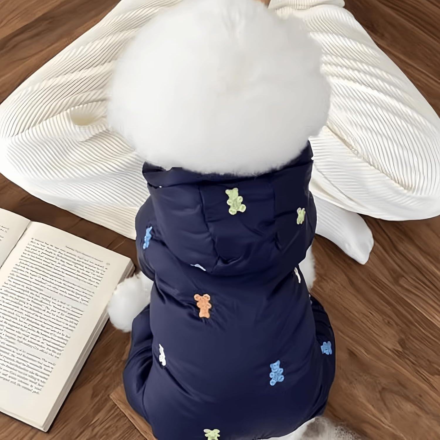 Extra Warm Dog Hoodie Cute Dogs Jacket Windproof Pet Winter Coats with Hooded for Small Dogs (White,XL (8.8-13lbs)