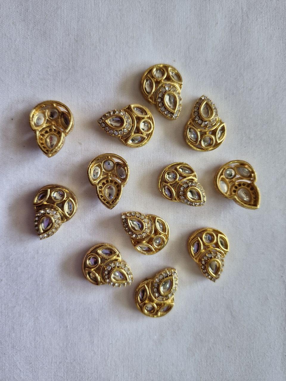Nath Making anf Jewellery Making or Invisible Necklace Pendant or kundan Connector, Chandra with Daimond Drop, White Color Pack of 12-image-38