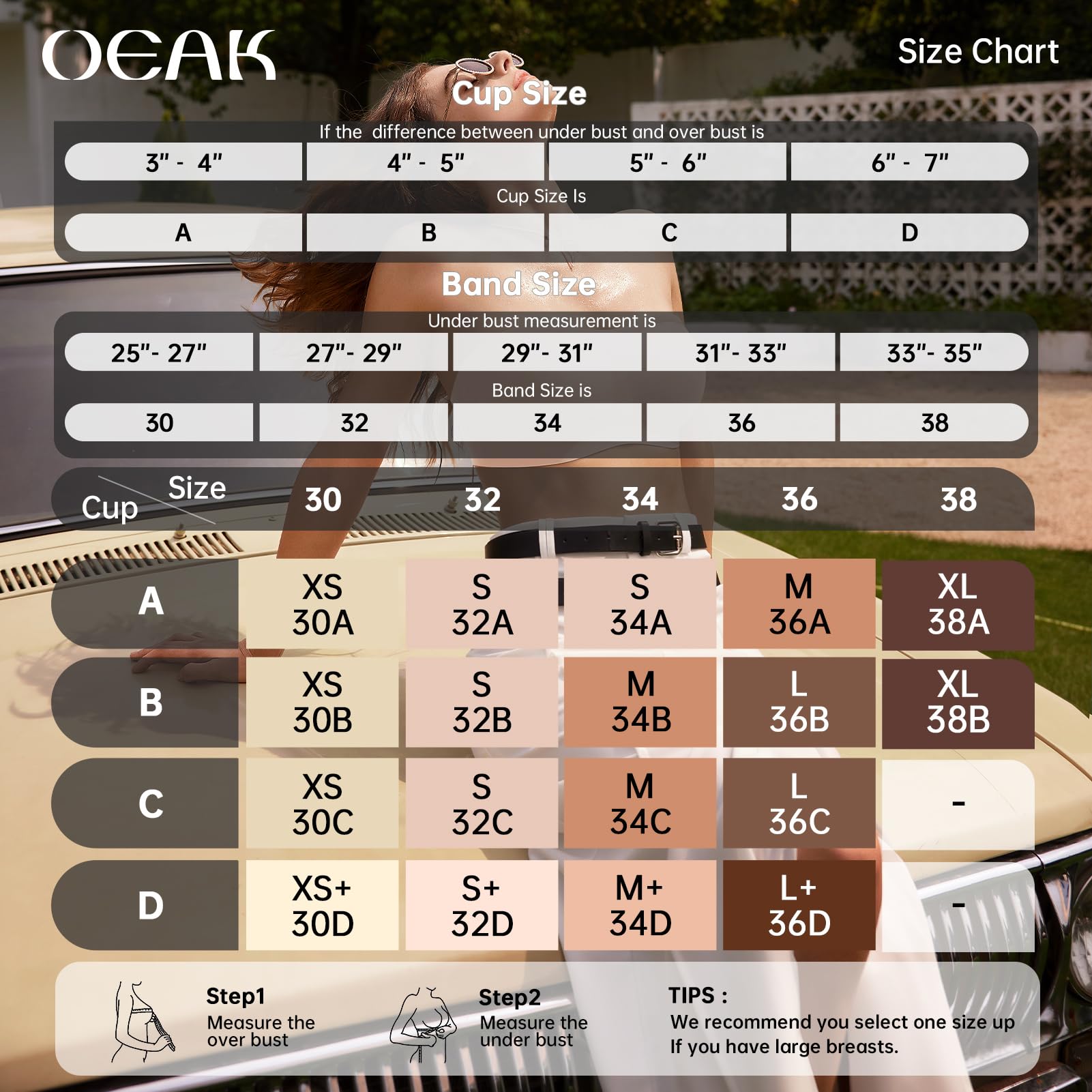 OEAK Brasier sin tirantes para mujer, brasier sin tirantes, brasier bandeau antideslizante, sin varillas, acolchado, sin costuras, cómodo brasier de tubo