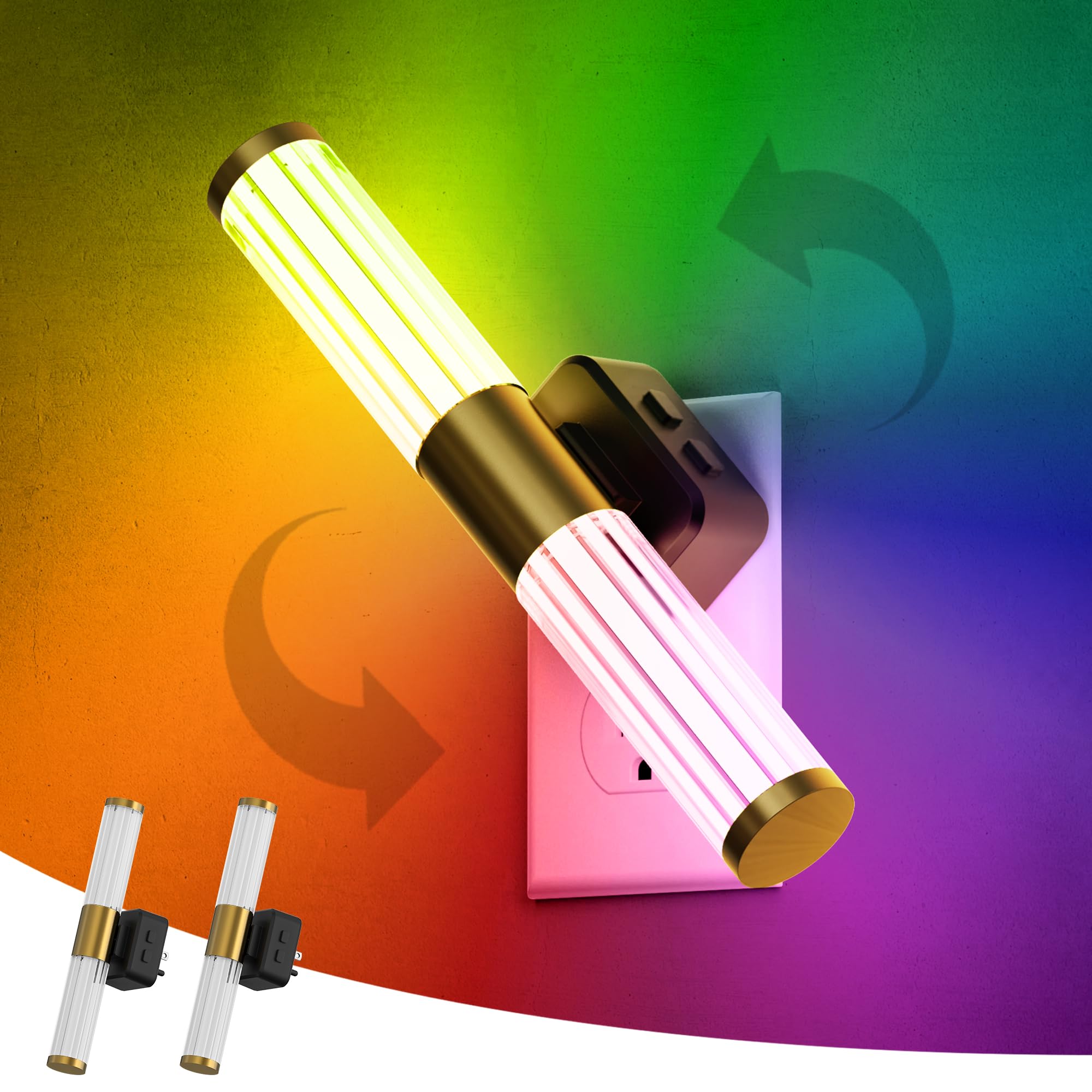 L LOHAS LED Rotating Night Light, Night Lights Plug into Wall, Light Sensor