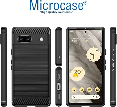 Microcase Google Pixel 7a Brushed Carbon Fiber Silikon Kılıf - Siyah AL3332