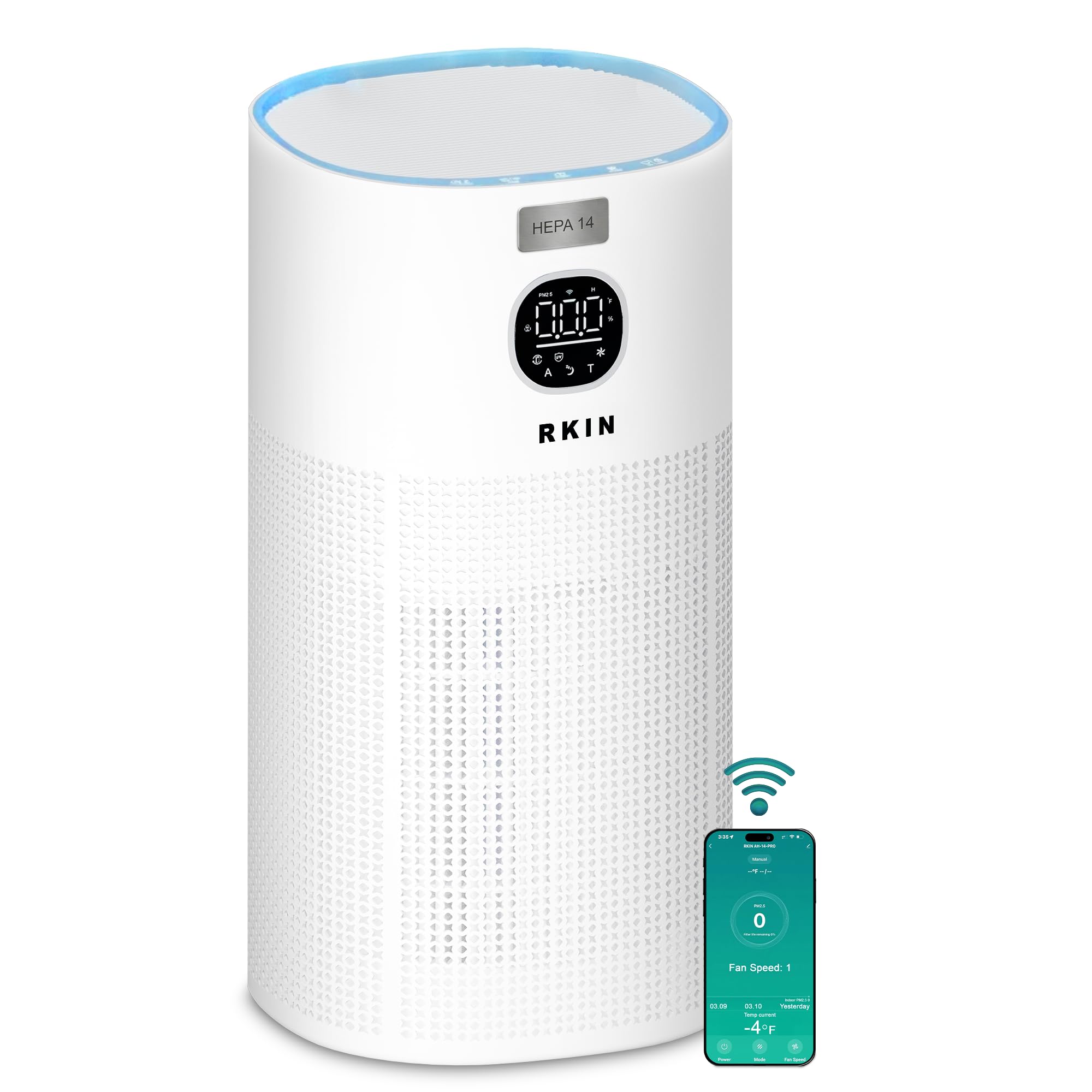 Purificateur d'air intelligent HEPA 14 connecté WiFi contre pollen et fumée