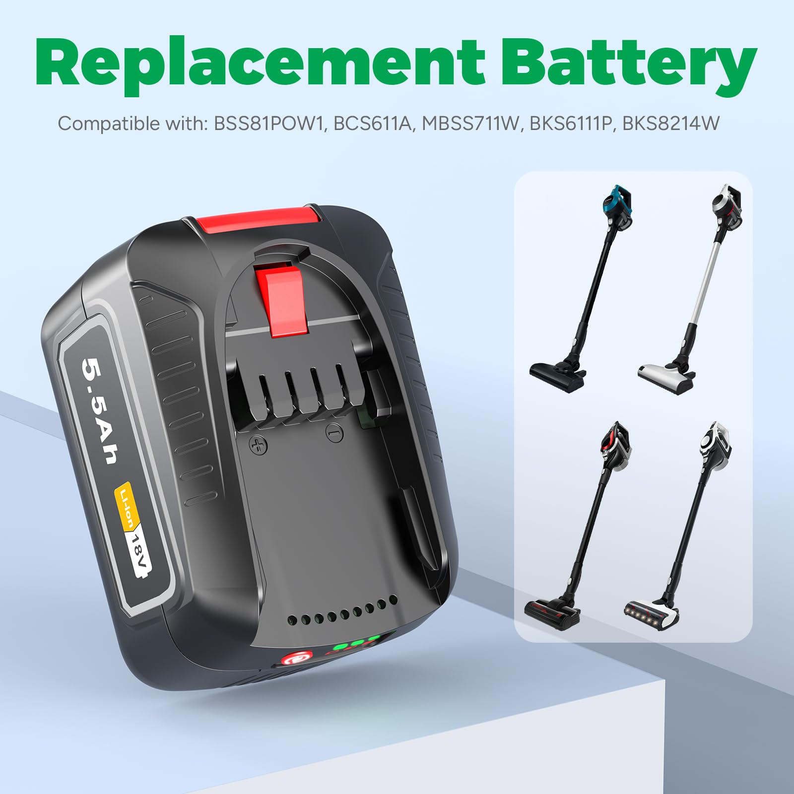Batterie lithium-ion PBA 18 V 5500 mAh compatible avec les outils électriques Bosch, PBA1860, compatible avec les outils Bosch pour la maison et le jardin 18 V PBA PSB PSR