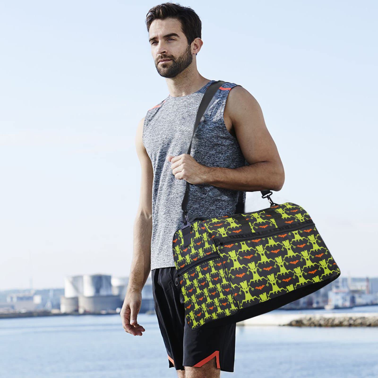 Fledermausbaum Halloween Sporttasche Badetasche mit Schuhfach Reisetaschen Handtasche für Reisen Frauen Mädchen Männer