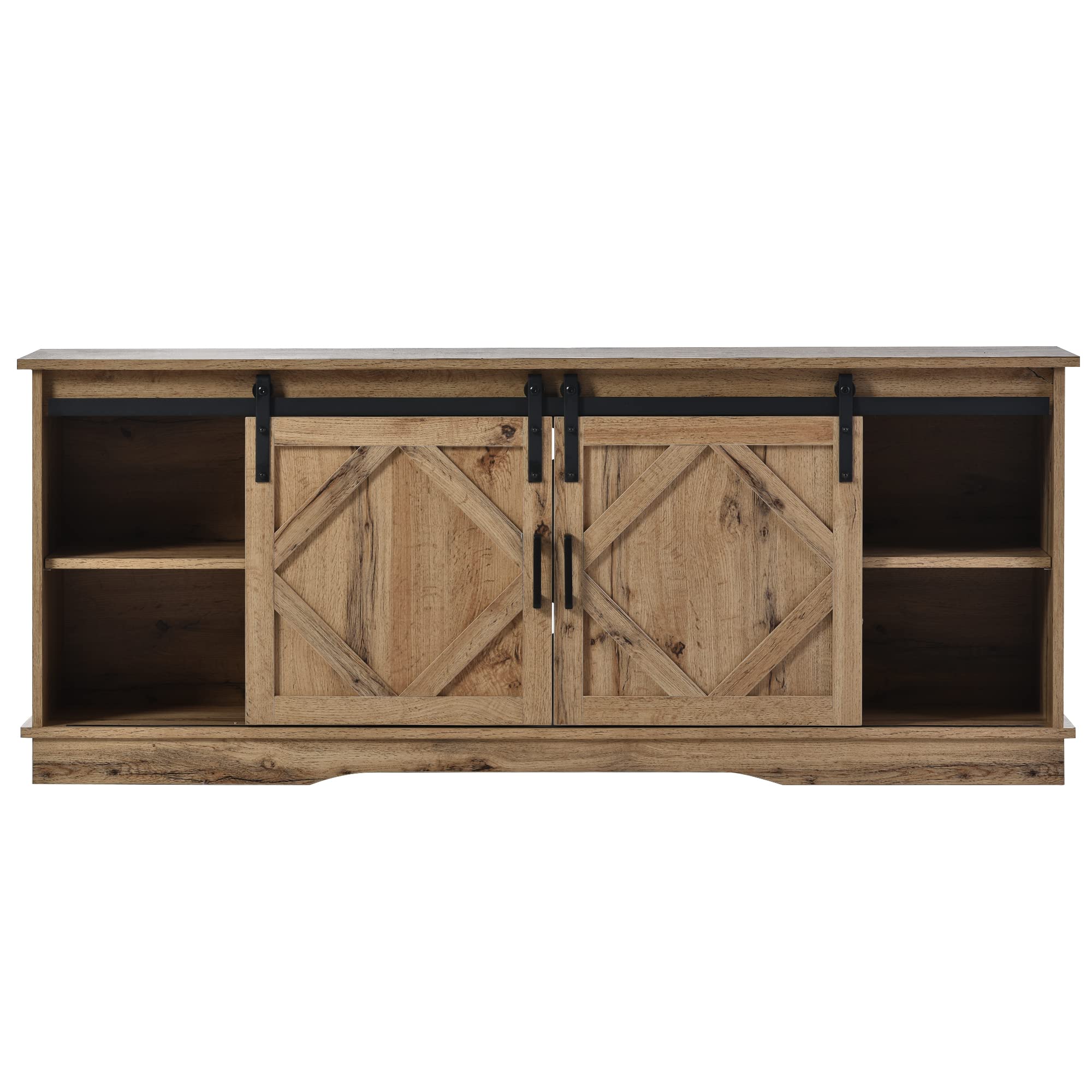 Grande mobile per TV, 150 x 40 x 60 cm, con 2 classiche ante scorrevoli, scaffali regolabili per soggiorno, sala da pranzo, casa di campagna, design moderno (marrone)