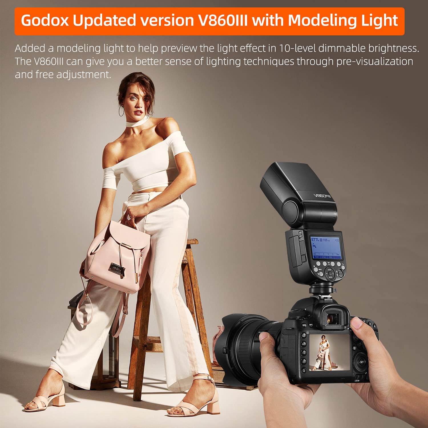 GODOX V860III-P Camera Flash TTL 76Ws Power 1/8000s High-Speed Sync GN60 1.5s Recycle Time, 2W Modeling Lamp 5300K±200K Color Temperature, Quick-Release Lock, Suitable for Pentax Series Cameras