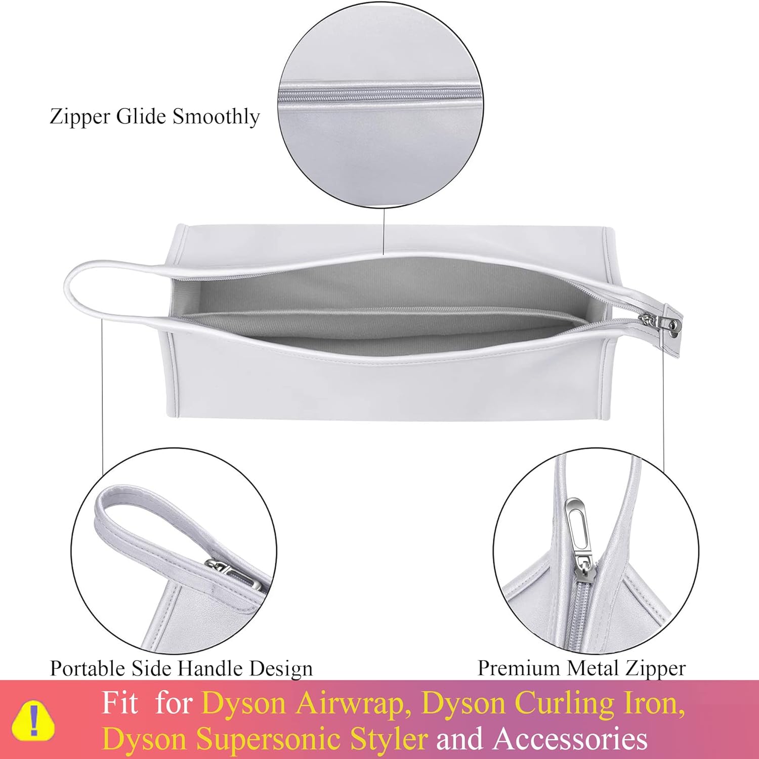 Pu Leather Travel Case Compatible with Dyson Airwrap Styler, Portable Waterproof Dyson Airwrap Organizer Bag for Shark FlexStyle Attachments Storage, Grey - Image 6