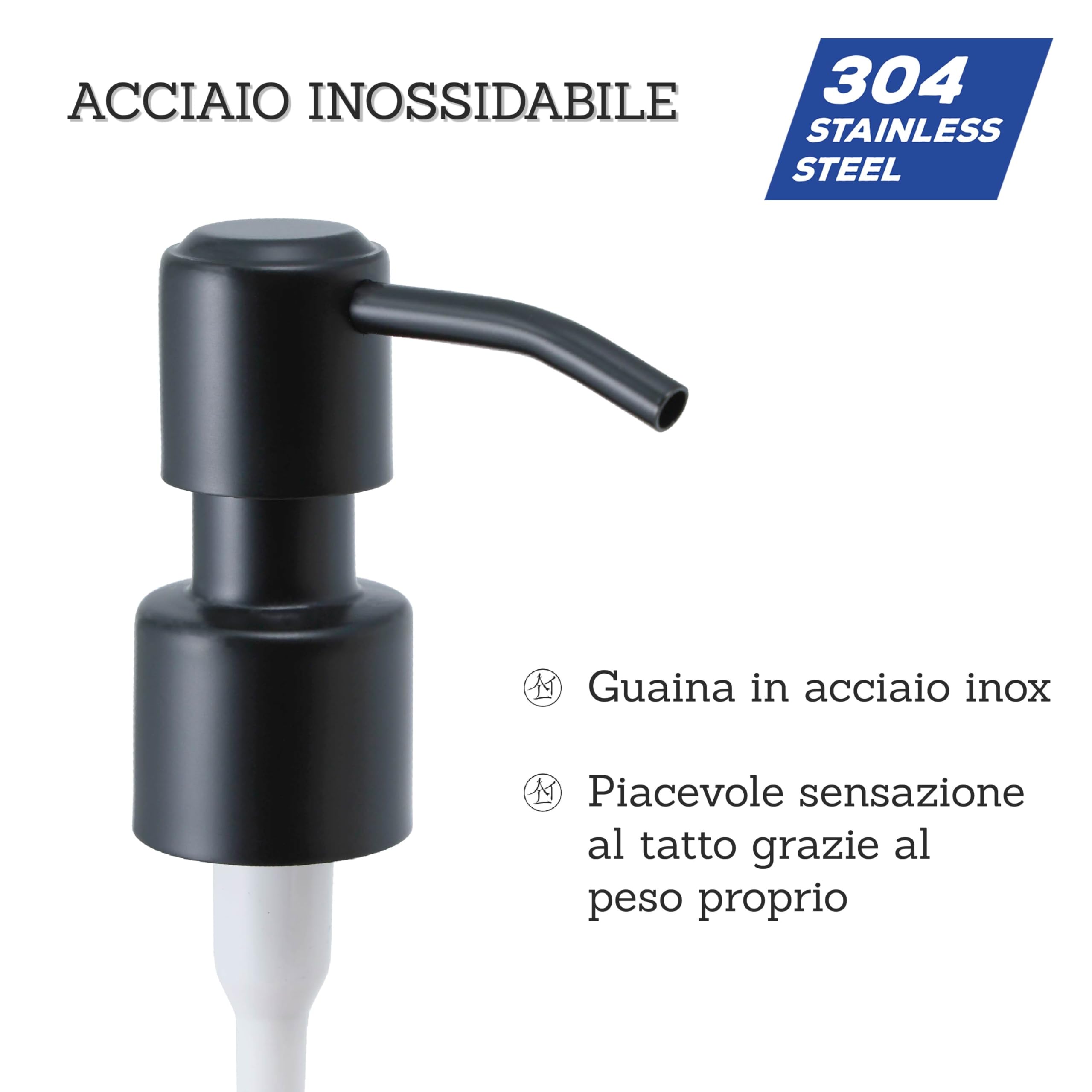 ALTGLAS 2 Pezzi di Pompa in Acciaio Inox per Dosatore Liquido con Filettatura 22-24 mm Ricambio (Nero)