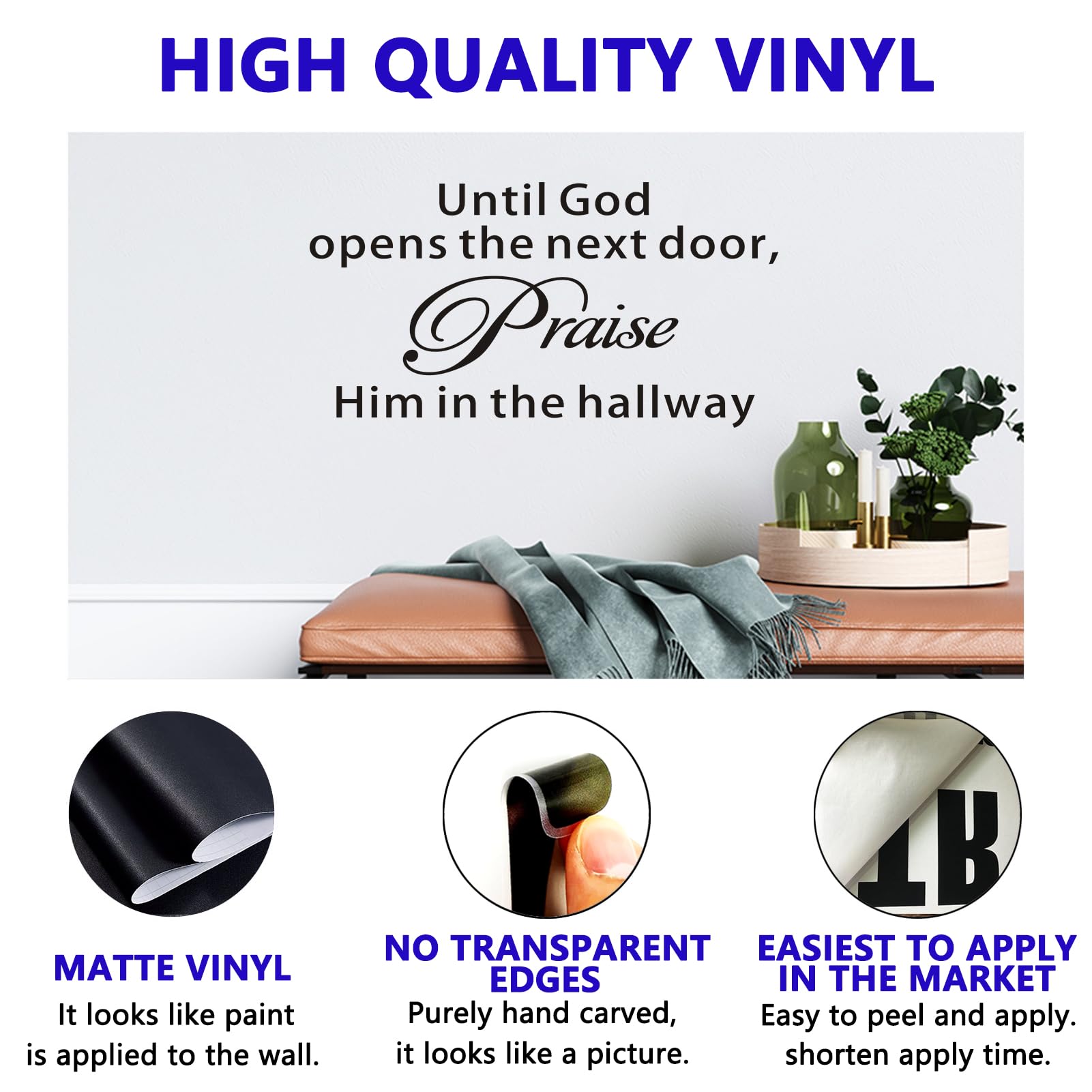 Bible Verse Wall Stickers for Bedroom: Christian Quotes Inspirational Vinyl Art Wall Decals for Living Room Kitchen - Image 2