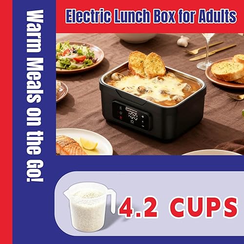 Miniatura 2 de Fiambrera portátil calentada, 1L1.5L, acero inoxidable 304, batería de 10000 mAh, calentador de alimentos con control digital inteligente de