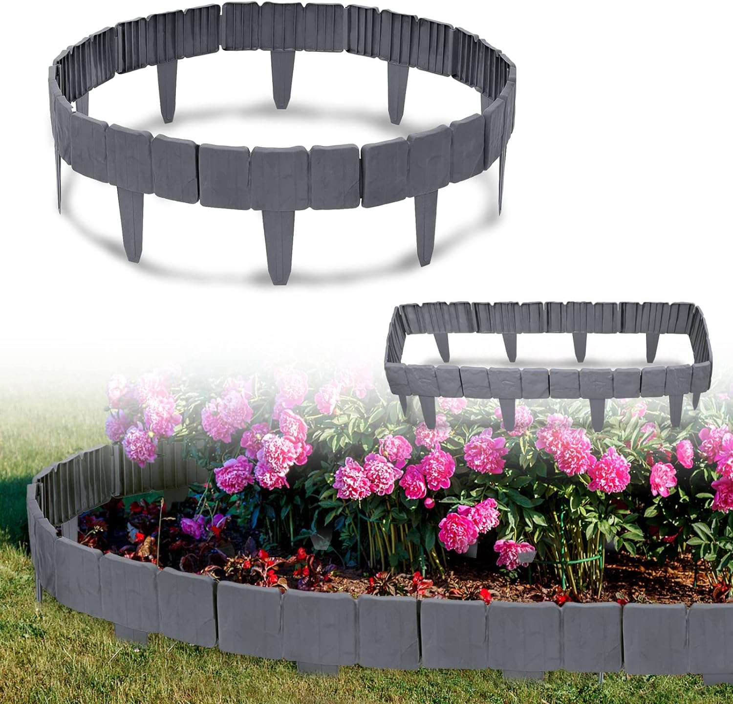 Bordo Aiuole In Plastica Effetto Pietra - 5m Flessibile Per Giardino - Foto 6