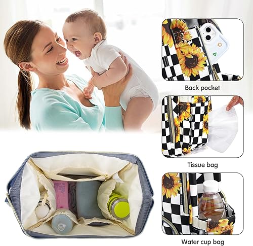 Miniatura 5 de Bolsa de pañales Mochila multifunción para cambiadores de bebé, mochila grande para pañales, Girasol, Classic