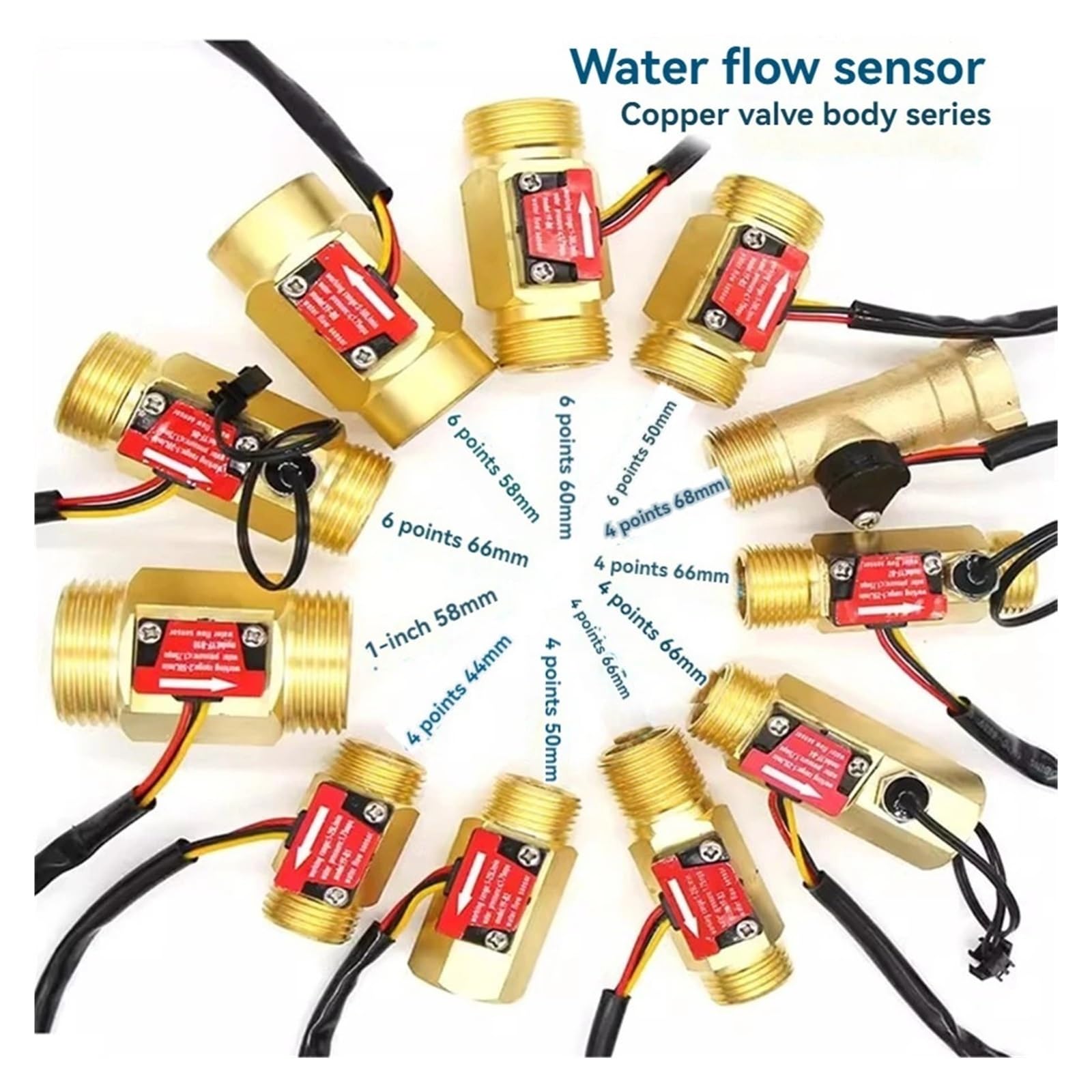 Medidor de flujo Hall con sensor de flujo de agua de cobre puro | Respuesta sensible(B10)