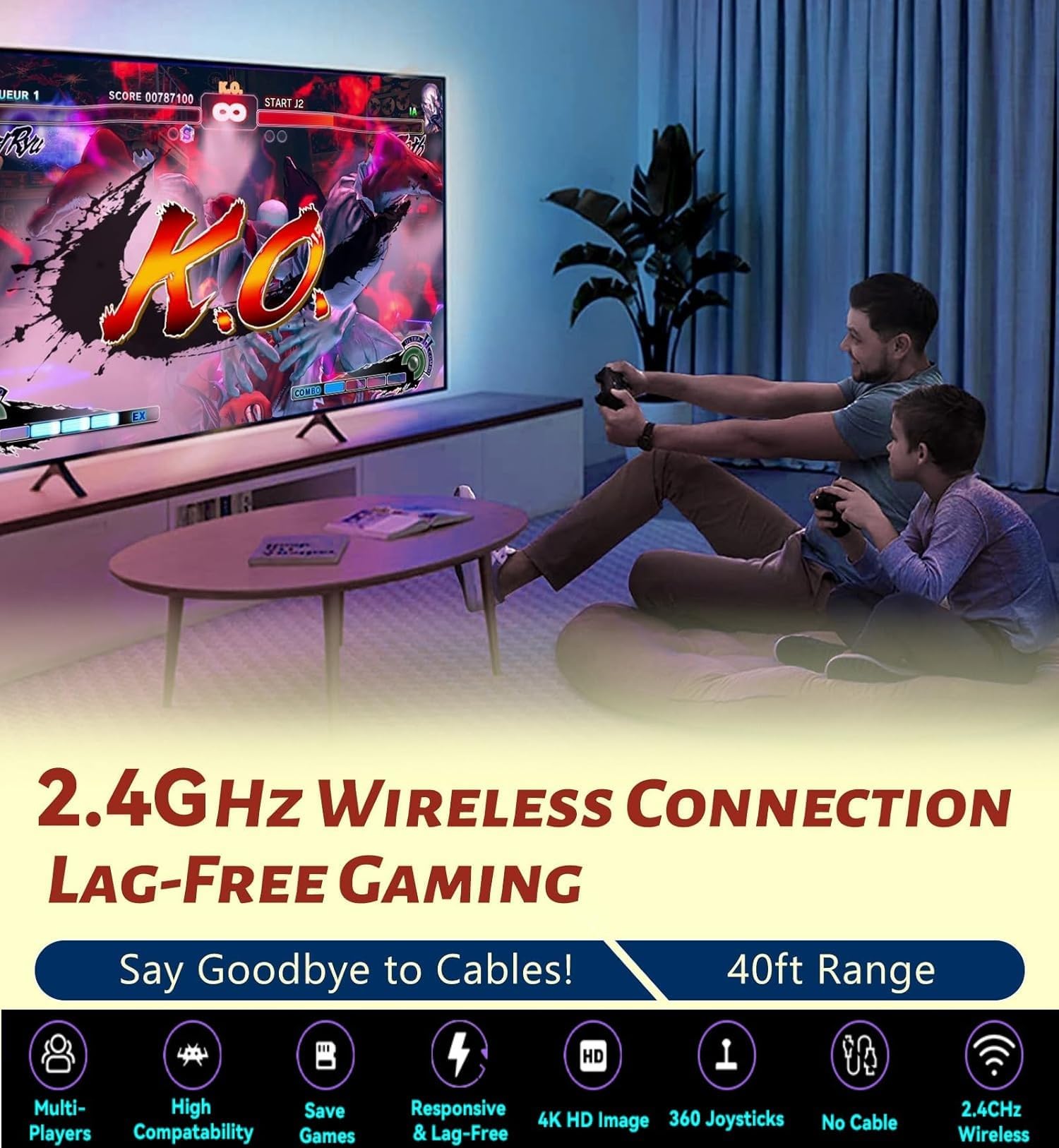 Cubonic GameHub M8 Lite 4K Retro Gaming Console, Game Stick Lite with 20000+ Games, 9 Classic Emulators, Wireless Controllers, Portable Design for Home Entertainment and Ultra HD Output 2