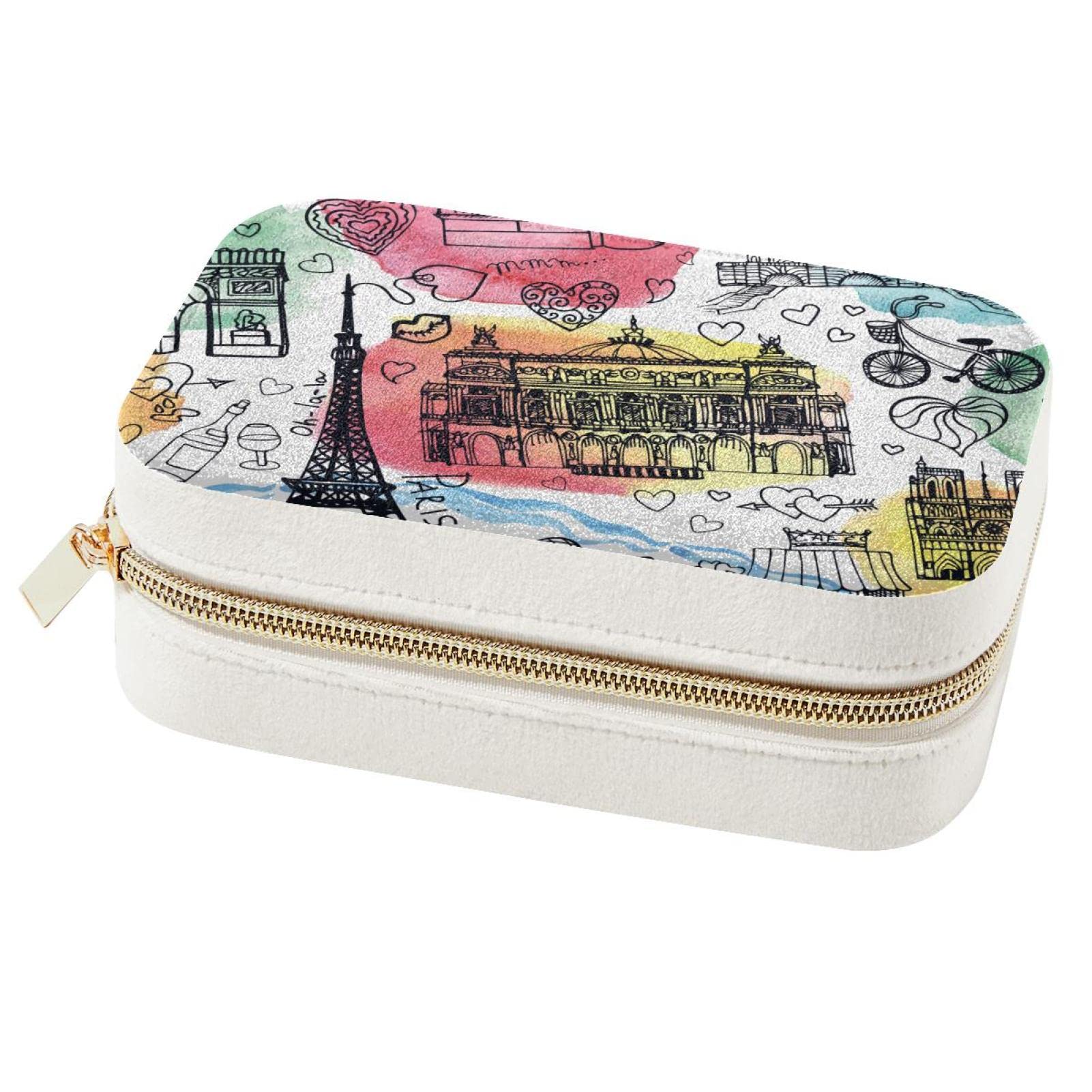 Boîte à bijoux de voyage Tour Eiffel : coffret élégant en velours pour bagues