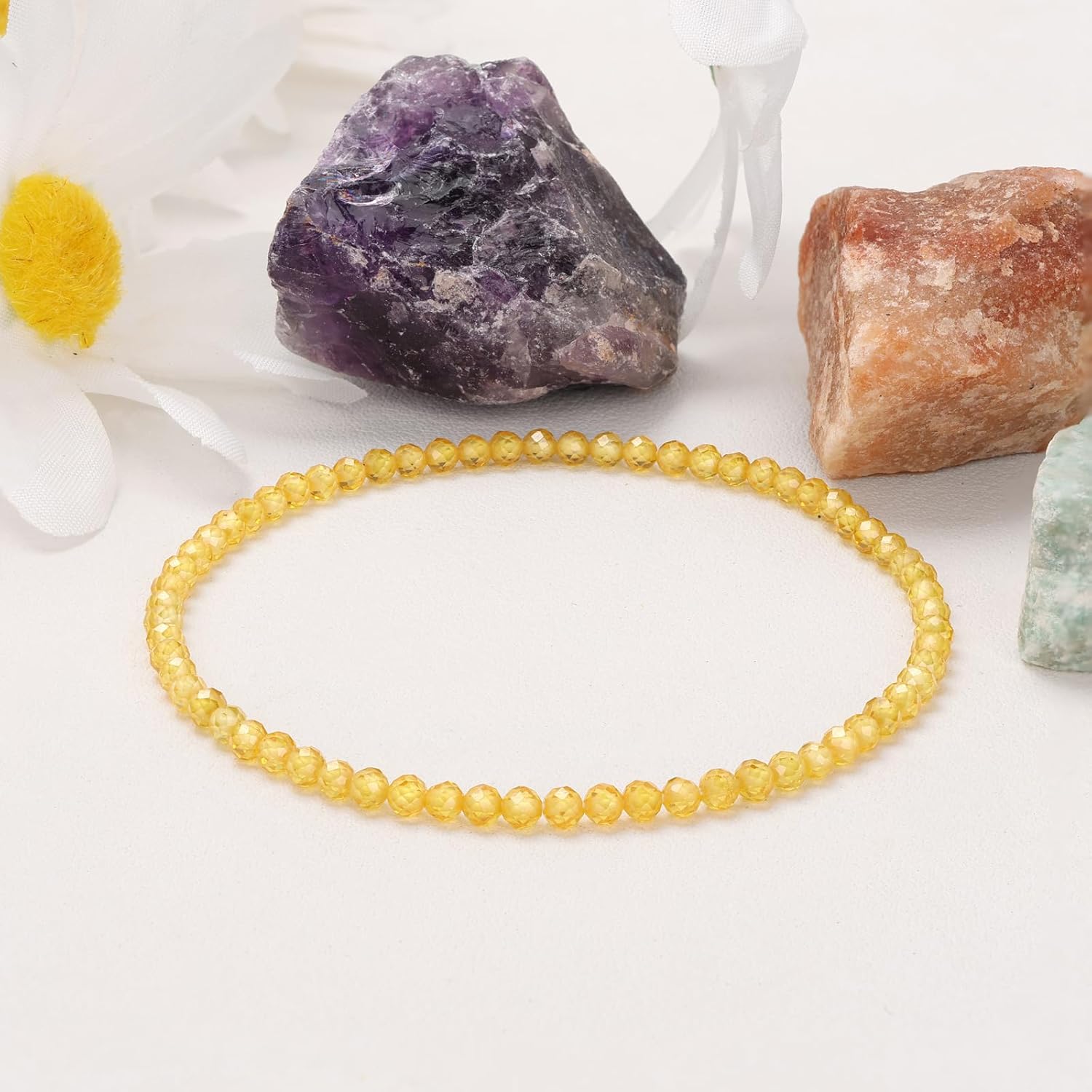 Healing Crystal Bracelet Clear Quartz Faceted Beaded Bracelets for Women Men 3mm Natural Stone Adjustable Handmade Stretch Bracelet Reiki Spiritual Jewelry Fashion Gifts - Image 4