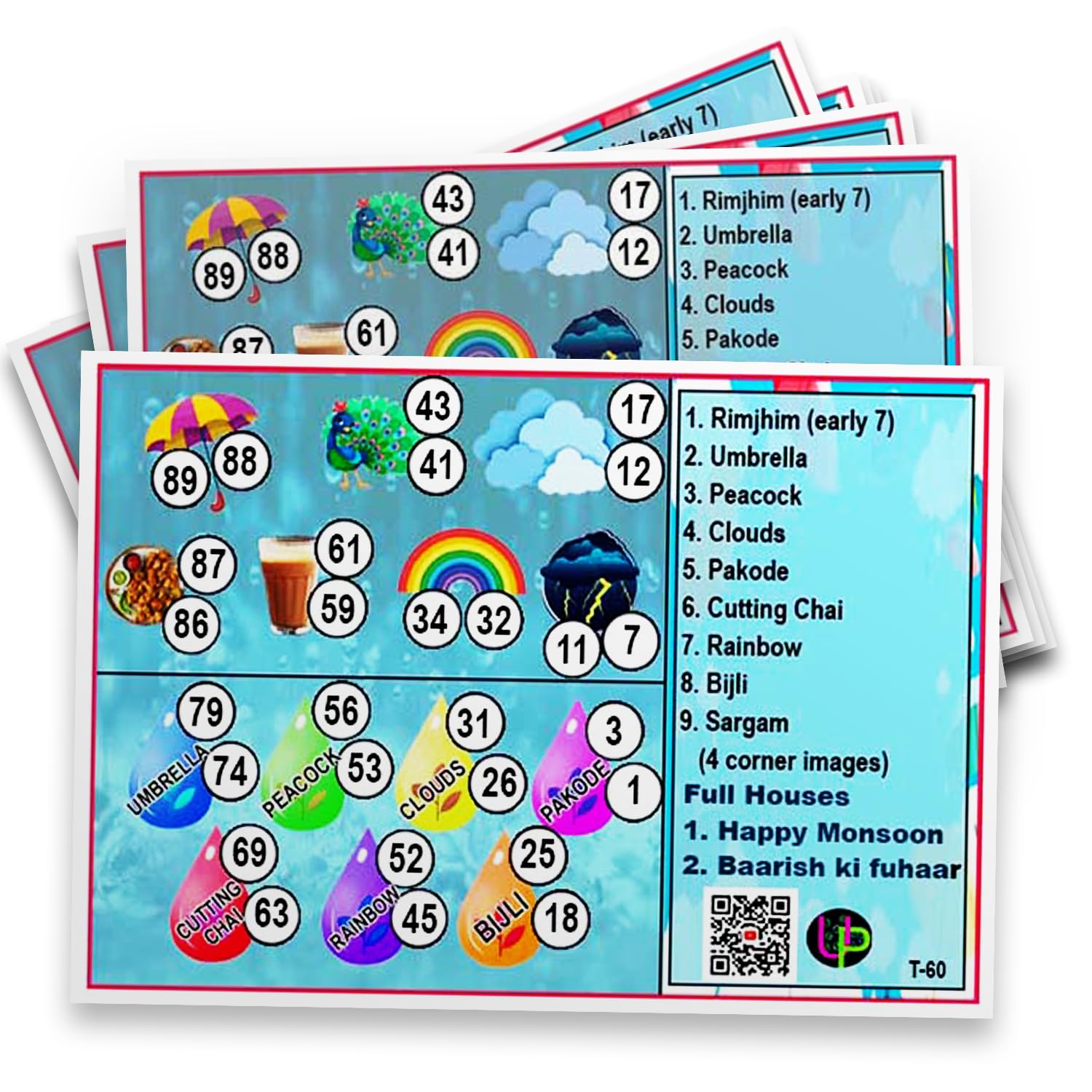 Rainbow Tambola Tickets - Monsoon Sawan Party Game -8