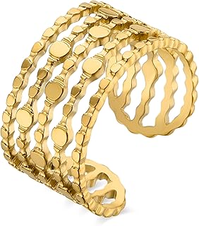 Anillo Mujer en Aleación de Metal Color Dorado Acabado en Oro Amarillo de 18k Ajustable Modelo Zaie