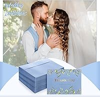 Vista 3 de Ctosree 200 sobres de invitación color azul polvoriento, con sello autoadhesivo de 120 GSM, sobres de invitación de color azul pesado para tarjetas