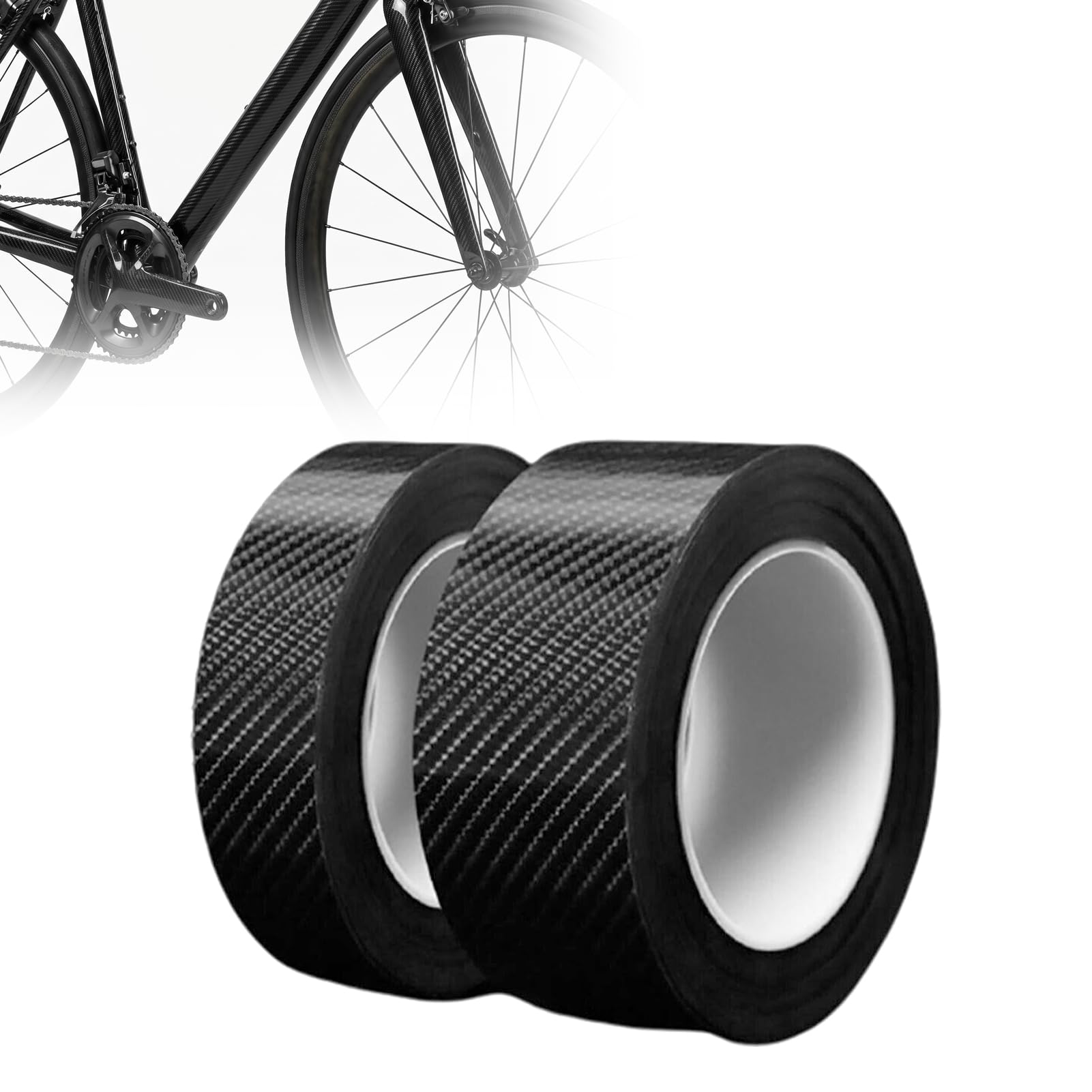 Adesivi protettivi per telaio bici, materiale in fibra di carbonio 5D antigraffio Protezione antiusura per bicicletta, adatta a mountain bike, bici da strada e bici pieghevoli, colore nero.