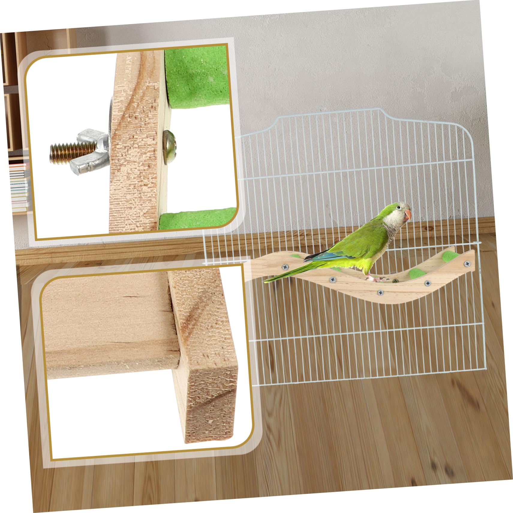HAPINARY Bird Wooden Ladder for Parrots Pet Climbing Plaything for Bird Cage Durable Chewing for Parakeets Parrot Cage Supply
