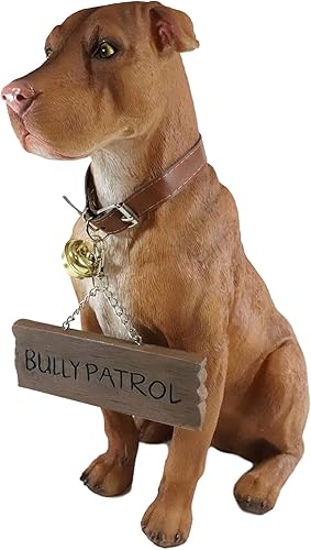 Miniatura 5 de Ebros Gift Estatua de perro Lifelike Pet Pal American Pit Bull de 13 pulgadas de alto con collar de cascabel y letrero de felicitación como puerta