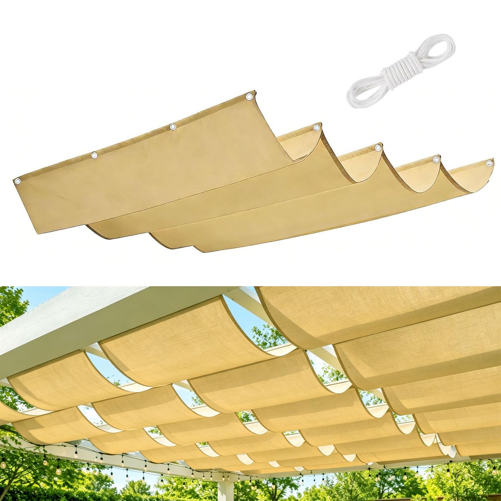 Voile d'ombrage anti-UV et indéchirable rétractable jaune sable 130 x 225 cm