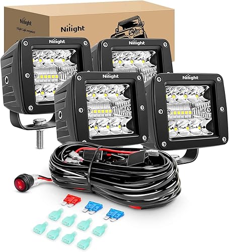 Miniatura 12 de Nilight 2 cubos LED de 3 pulgadas y 42 W mejorados, combo de inundación cuadrada, luces antiniebla todoterreno de 12 V, 5 pines, interruptor