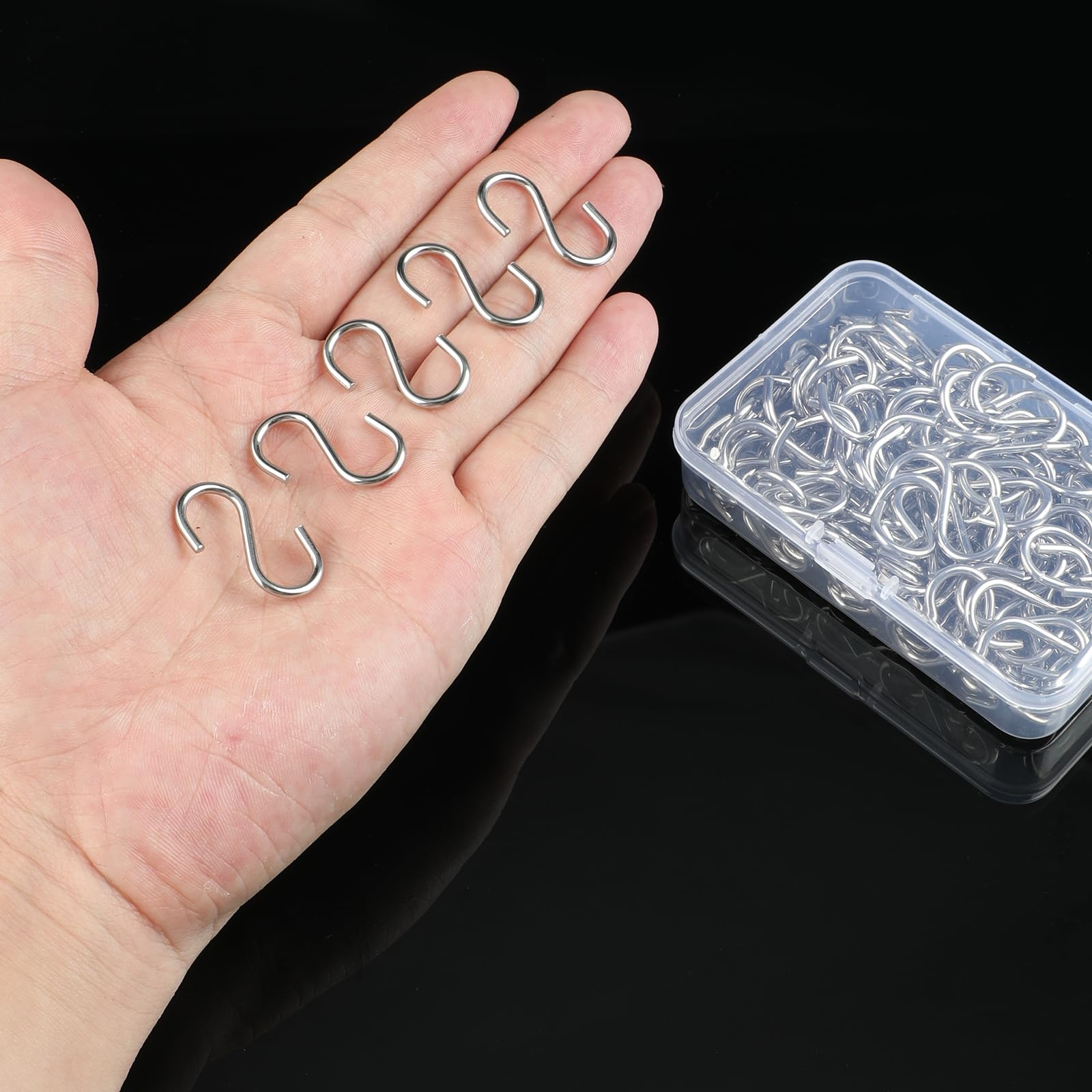 100 Mini S Hooks - Stainless Steel for Jewelry & Crafts -6